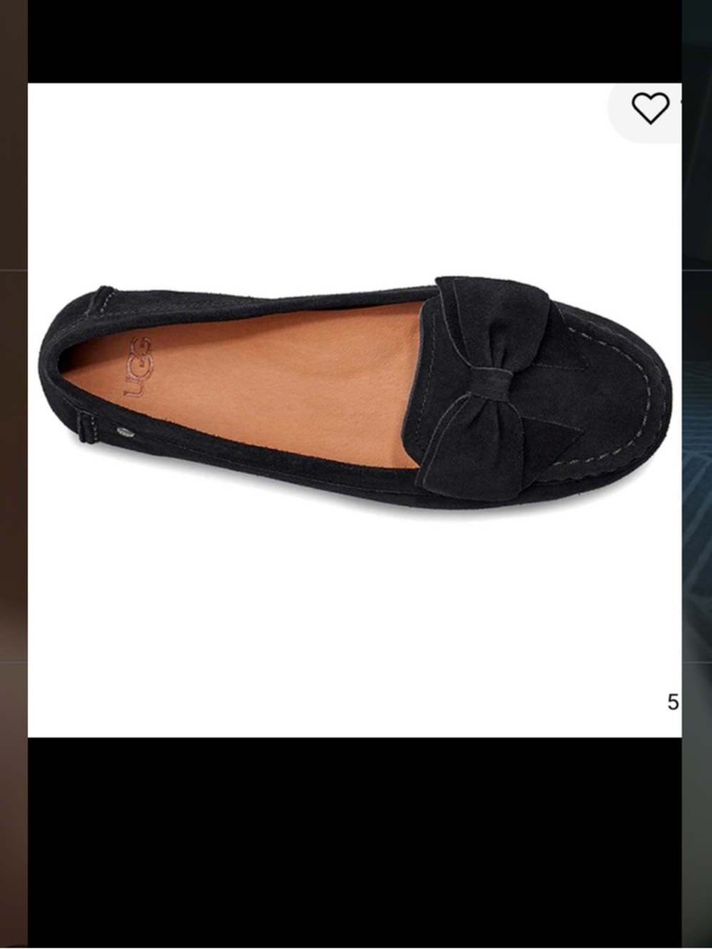 UGG Lilliana Sz 10 Black Suede Bow Loafers Excellent Condition